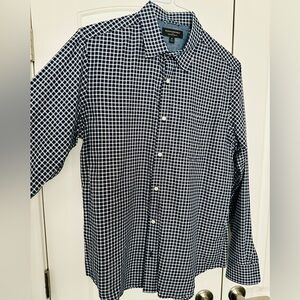Banana Republic Navy and White Check Slim Fit Button-Down Shirt